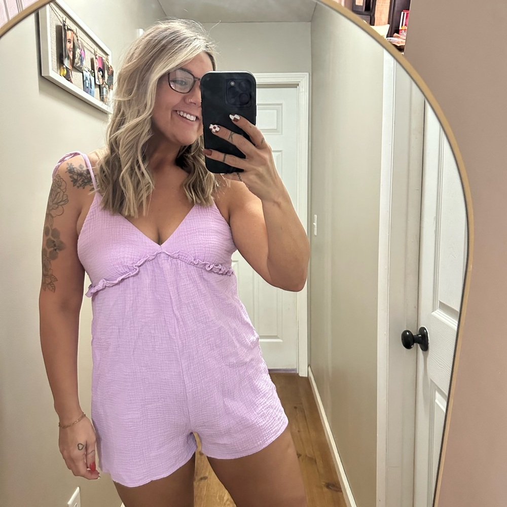 Pink Lily Light Purple Romper